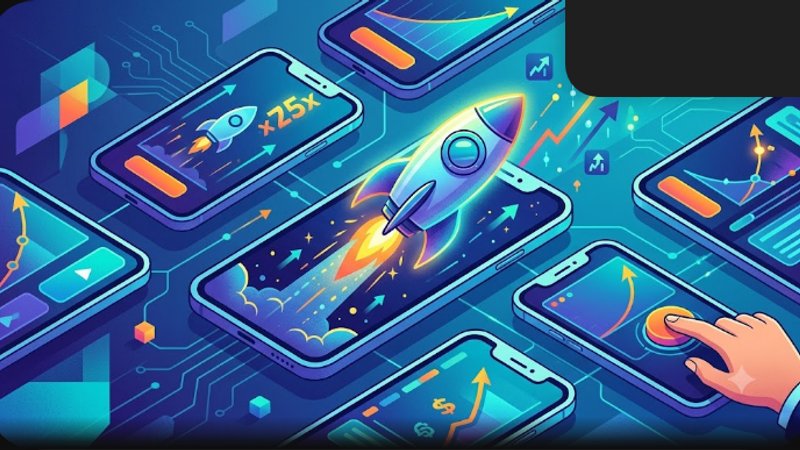 Современная иллюстрация трендов Crash-игр в мобильных приложениях для ставок на 2026 год